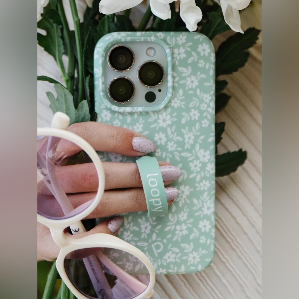 Loopy Case Mint Green Floral iPhone Case with Loopy Strap